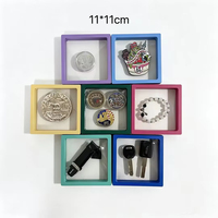 Boîte de présentation flottante en gros pour bijoux, aimants de réfrigérateur, badges, boîtes mystères, emballage d'ornements, forme carrée, avec logo personnalisé
