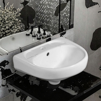 Lavabo en céramique monotrou moderne Lavabo à la main Plateau à savon sanitaire Petit lavabo suspendu pour salle de bain suspendue au mur Lavabos pour hôtels à un prix