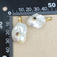 Pendentifs Breloques DIY en Perles Baroques Naturelles Faites à la Main avec Zircons, Plaqué Or 18K, Fermoir Universel, pour Bijoux Femme