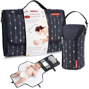 Échantillon gratuit, vente en gros, tapis à langer pour bébé en cuir imperméable, tapis à langer portable personnalisé - Product Image 1