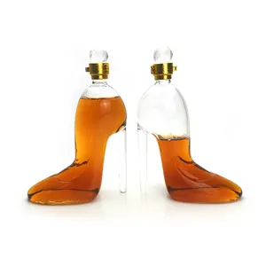 unique design high heel shoe decanter glass bottle for red wine