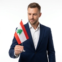 Drapeau de table/bureau personnalisé en aluminium, impression numérique, écologique, pour événements festifs du Liban, décoration intérieure - Grande Vente