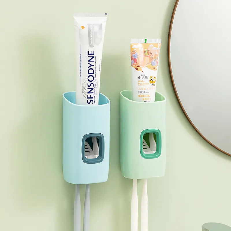 Plastic Hanging Automatic Toothpaste Dispenser Multifunctional Waterproof Toothbrush Holder