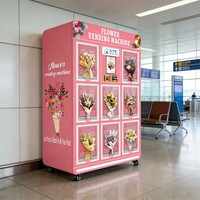 Refrigerador Comercial para Flores con Temperatura Ajustable, Máquina Expendedora Floral con 8 Compartimentos para Floristas
