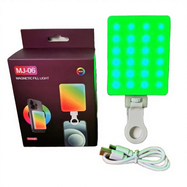 Magnetic RGB LED Fill Light with Adjustable Color Temperature (3200-5600K) for Smartphone & Phone Vlogging Photography