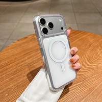 Étui de téléphone magnétique intégré pour iPhone 17 16 Pro Max, coque transparente antichoc de luxe pour iPhone 16 17 Pro