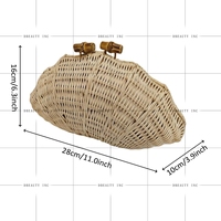 Pochette en rotin tressé à la main en forme de coquillage avec fermeture magnétique pour femme, style bohème, décontractée, pour l'été, la plage et les voyages
