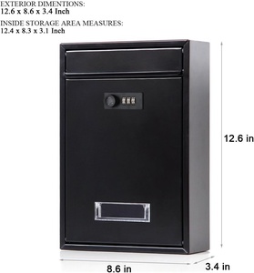 Wall-Mounted Black Metal <b>Locking</b> Mailbox SM-0601CM Medium Vertical Design Combination Lock Large Capacity Indoor/Outdoor Use - Product Image 3