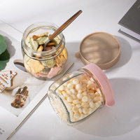 Pot de conservation en verre en forme de citrouille de 350 ml avec couvercle en plastique coloré pour bonbons, noix, grains de café, épices, organisation de la cuisine et du garde-manger