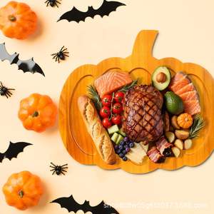 ถาดไม้รูปฟักทองทรงกลมสีเรโทรสำหรับงานเลี้ยงวันขอบคุณพระเจ้า จานเสิร์ฟลายเรียบ 1 ชิ้น สำหรับตกแต่ง - Product Image 5