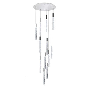 Moderno lujo vestíbulo escalera colgante tubo de cristal colgante luz Oro Grande largo candelabro personalizado para Villa - Product Image 6