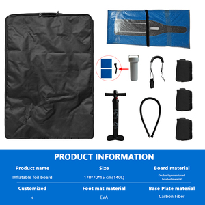 Complete <b>Inflatable</b> Wing Foil Board Package 140L with Carbon Fiber Foil Base Pump <b>Backpack</b> and Hydrofoil Setup - Product Image 4
