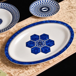 Hot Selling Europe Palace Royal Nordic Home Decoration Blue Luxury 32pcs Bone China On-glazed <b>Dinnerware</b> <b>Set</b> Cup Kit Plant - Product Image 5