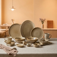 Service de table en céramique ST Chestnut Brown Reactive Glaze, assiettes et plats, vaisselle en porcelaine pour restaurant, hôtel, restauration