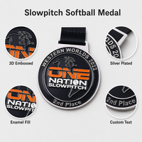 Maßgefertigte Slowpitch-Softball OEM ODM Medaille 3D Geprägte Emaille Sportmedaille Meisterschafts-Baseball-Turnier mit Band