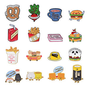 Op maat gemaakte cartoon fastfood zinklegering UV-geprinte pin broche emaille friet burger hotdog frisdrank badge accessoire restaurant promotie - Product Image 2