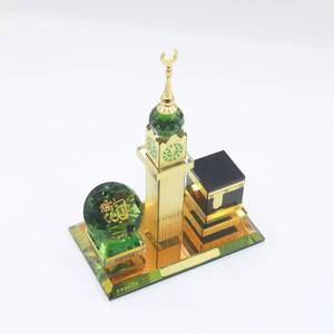 Unique crystal glass dome spire building and <b>clock</b>, battery-powered, reusable, durable Muslim <b>travel</b> souvenir - Product Image 1