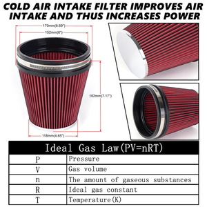 Filtro de Aire de Alto Flujo de 152 mm con Cabeza de Hongo Roja para Modificación de Automóviles, Elemento de Admisión Mejorado - Product Image 5