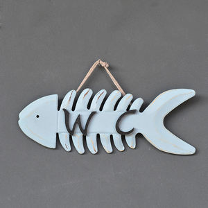 Plaque en arête de poisson méditerranéenne, panneau de bienvenue en bois pour la cour, décoration suspendue en bois traditionnelle pour l'entrée, décoration murale créative - Product Image 5