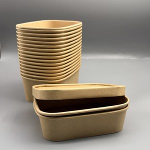 Bol rond jetable en papier kraft, étanche, 500 ml-1300 ml, biodégradable, pour plats à emporter, nouilles chaudes, riz - Product Image 4