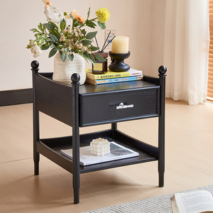 Solid Wood Nightstand <b>Small</b> Simple Modern New Light Luxury High-end Apartment Bedroom Storage Cabinet Furniture 1 <b>Drawer</b> K112 Be - Product Image 1