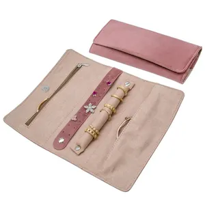 Suede Jewelry Roll Bag Necklace Earring Pouch Custom Wholesale