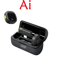 Microphone sans fil professionnel avec annulation de bruit IA, multi-modes, 2,4 GHz, pour enregistrement en studio, 48 kHz, double émetteur sans fil