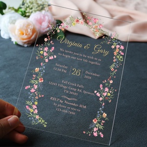 Invitations en acrylique personnalisées modernes pour <span class=keywords><strong>mariage</strong></span>, anniversaire, Quinceañera – Cartes d'invitation en verre acrylique sur mesure - Product Image 2