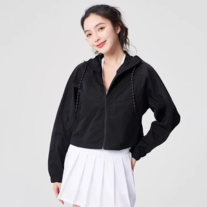 Veste légère à <span class=keywords><strong>capuche</strong></span> pour femmes, protection solaire, séchage rapide, respirante, courte, anti-UV, pour le yoga en plein air, la remise en forme, les vêtements décontractés - Product Image 4