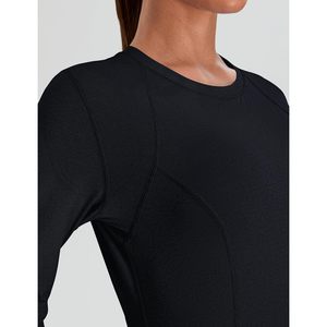 FOXA Women's Long Sleeve Workout <b>Top</b> Fitted Breathable Gym Shirt Solid Color Polyester Material - Product Image 5