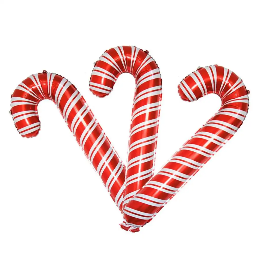 Christmas Candy Red Cane Aluminum Film Foil Balloons Big Holiday Balloons for Xmas Home Party Decoration
