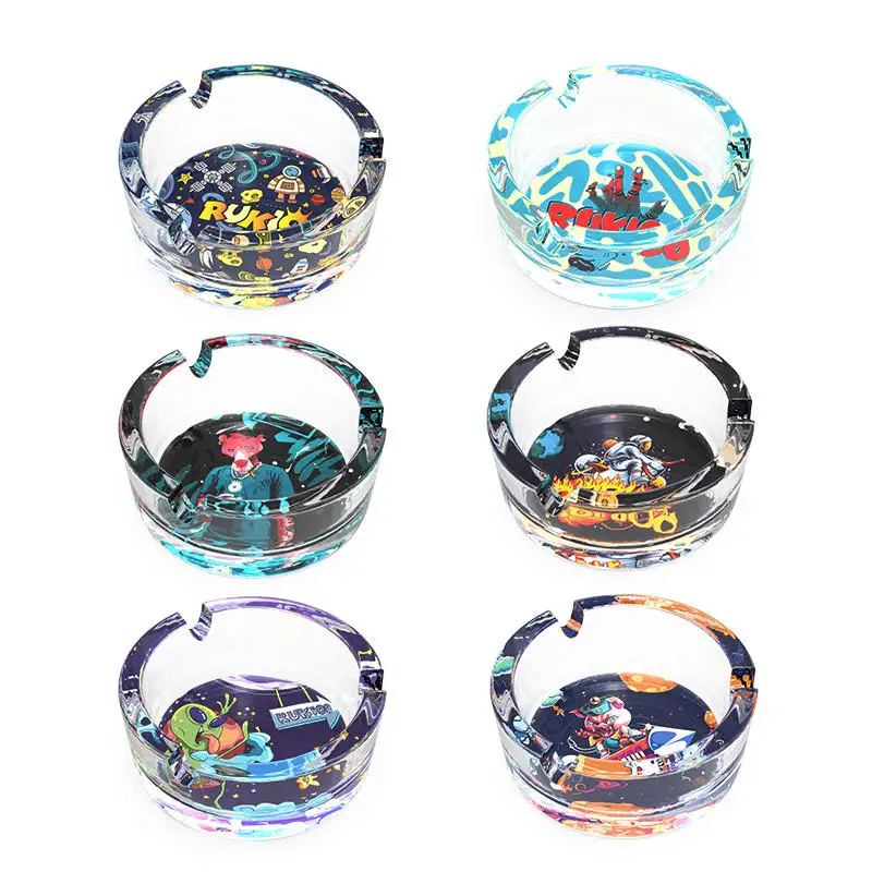 Vapruz Wholesale Custom Logo High Quality Glass Ashtray for Cigarettes Ashtrays Smoking