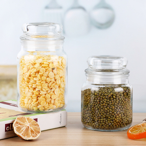 Frascos de Vidrio Herméticos Transparentes Redondos de 120ml, 200ml, 500ml y 650ml para Almacenamiento de Alimentos Secos, Nueces, Café, con Tapa de Vidrio, Venta al Por Mayor - Product Image 1