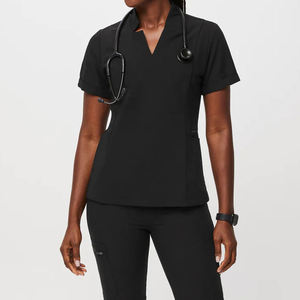 Services de conception de vêtements cravate ensemble de gommage médical fermeture éclair Nylon <span class=keywords><strong>blanc</strong></span> dames infirmière survêtement <span class=keywords><strong>pantalon</strong></span> Stretch gommages uniformes ensembles - Product Image 4