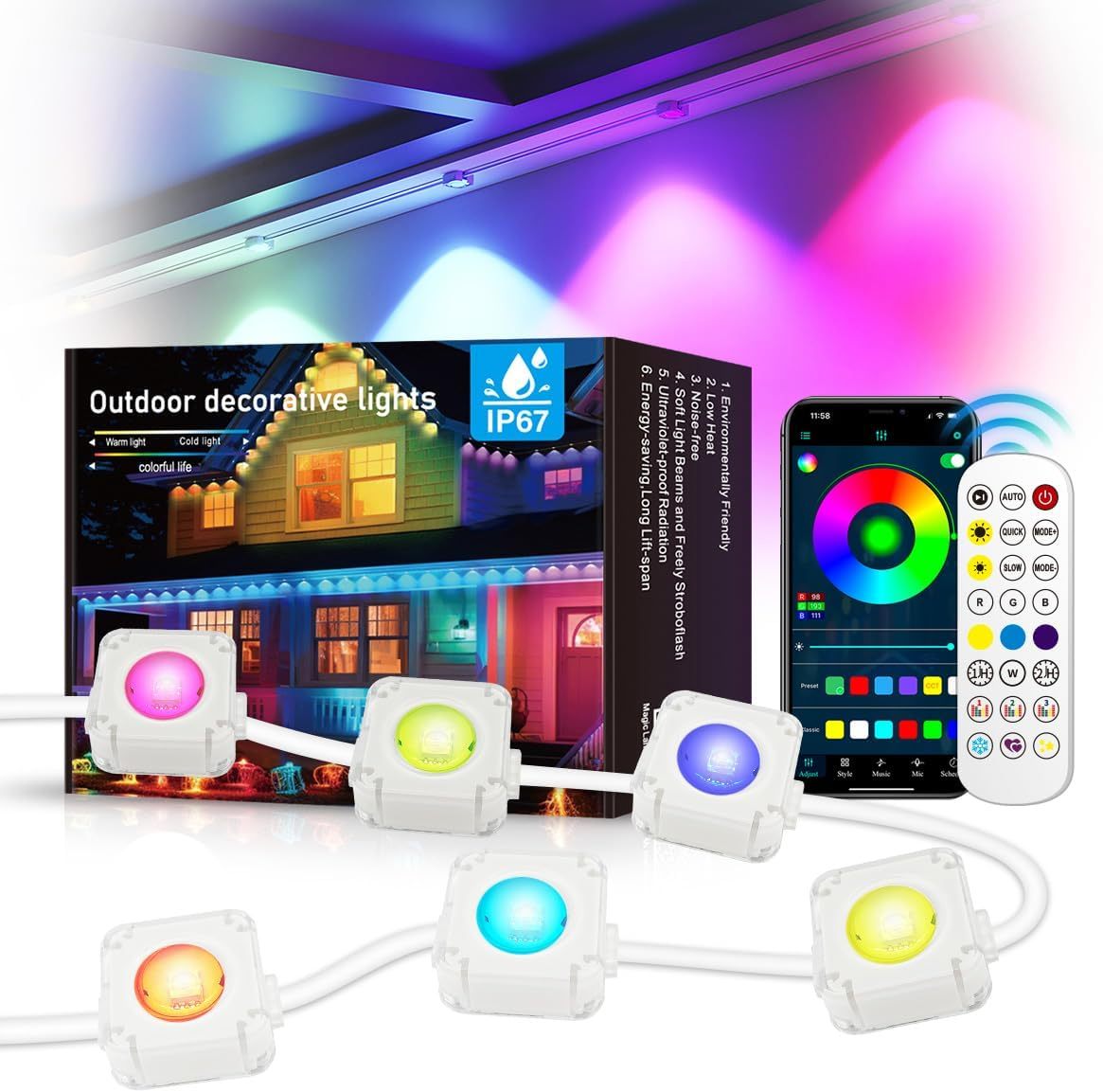 Rgbw Jellyfish Pixel Point Light Landscape Outdoor Waterproof Rgbic Permanent Christmas Holiday Lights