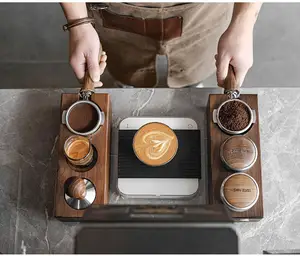 Wooden Non Slip Food Safe 3 Holes Coffee Tamping Espresso Station Coffee Tamper Holder For Cafe Home Office