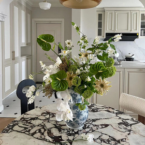 Pháp <span class=keywords><strong>Composite</strong></span> căn hộ nhỏ rắn gỗ ánh sáng sang trọng đơn giản thời Trung cổ đá đen bàn đá cẩm thạch bàn tròn - Product Image 5