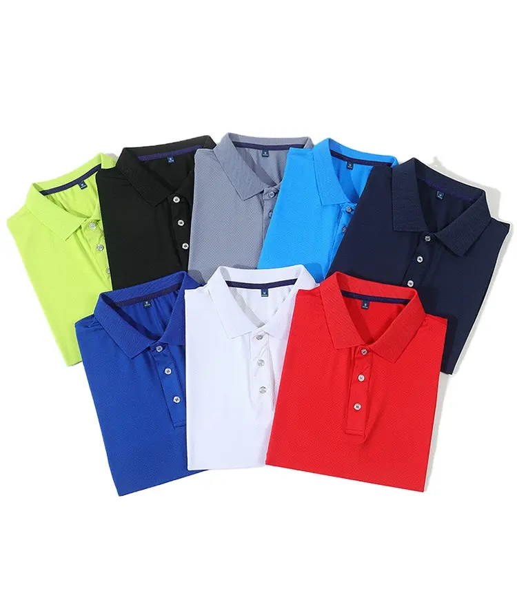 Polo da Golf poliestere Spandex tessuto ad asciugatura rapida camicie da Golf uomo semplice abbigliamento sportivo uomo abbigliamento Fitness