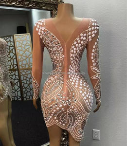 NOVANCE Y2524 2023 Produits Robe de demoiselle d'honneur courte à paillettes et cristaux, bord inférieur irrégulier, robe de cérémonie pour <span class=keywords><strong>mariage</strong></span> - Product Image 2