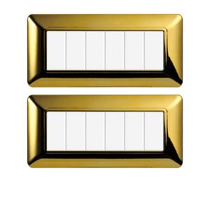 Placca Interruttore a Muro Gloca 6 Vie in Plastica Lucida Oro Lusso Durevole 2 Pezzi - Product Image 1