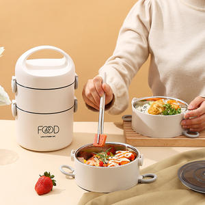 Boîte à lunch portable multicouche en acier inoxydable 304 avec poignée pour employés de bureau et étudiants, va au <span class=keywords><strong>four</strong></span> à micro-ondes - Product Image 3