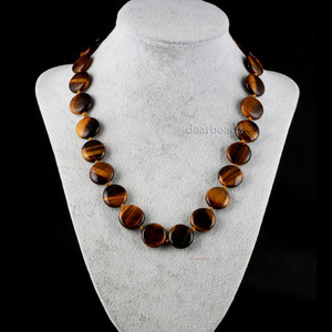 Grandes variétés pas cher plat rond pièce de monnaie gemme perlé noeud colliers bijoux avec résultats en alliage, longueur 45cm 17.5" - Product Image 1