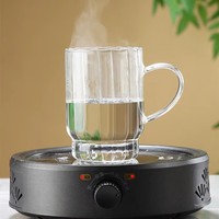 Vaso de Vidrio de Borosilicato Alto Acanalado de 450ml con Tapa de Bambú y Pajita, Taza para Café Helado con Asa o sin Asa