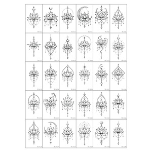 Autocollant de tatouage temporaire Lotus, 30 motifs, imperméable, impression numérique sur film PET, pour femmes, décoration tendance - Product Image 5