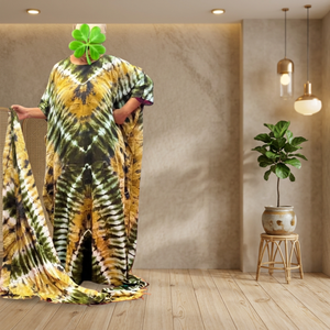 Otoño Vintage mujer largo Kaftan transpirable gasa Floral mano-Tie Dye escote asimétrico mangas de encaje sostenible ODM - Product Image 2