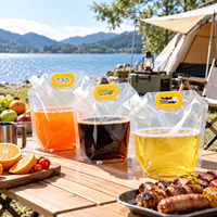 Pochette transparente à bec verseur avec poignée et bouchon, sac d'emballage alimentaire liquide pour jus et boissons