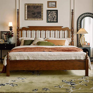 Juego de Muebles para <span class=keywords><strong>Dormitorio</strong></span>, Estilo Moderno Americano, Cama Moderna, Estructura de Cama de Madera Resistente Tamaño Queen para <span class=keywords><strong>Dormitorio</strong></span> Familiar - Product Image 1