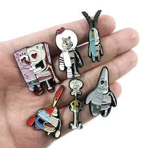 Özel şekilli Kawaii özel komik Squidward Patrick yıldız anime yaka pin rozeti metal anime yumuşak emaye iğne