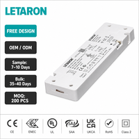 Driver LED intelligent Letaron ODM/OEM en option avec contrôle de la luminosité et de la température de couleur (CCT) pour éclairage intérieur sous armoire 12V 24V 60W-200W, certifié UL