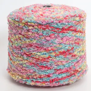 Ultra-smooth Beautiful Looking Highly Elastic 2.6Nm Multicolor Yarn Space Dyed Fancy Yarn Loop Yarn